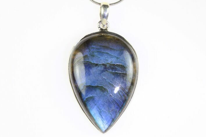 Brilliant Blue Labradorite Pendant with Chain #302774